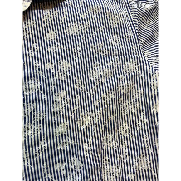 Billy London 2XL Slim Fit Men's Short Sleeve Button Up Shirt blue floral stripe - Picture 3 of 6